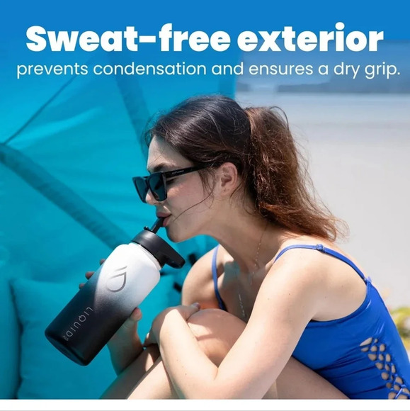 Insulated Water Bottle with Straw Lid - 32oz. Includes 3 Lids. Double Walled - Picture 4 of 7